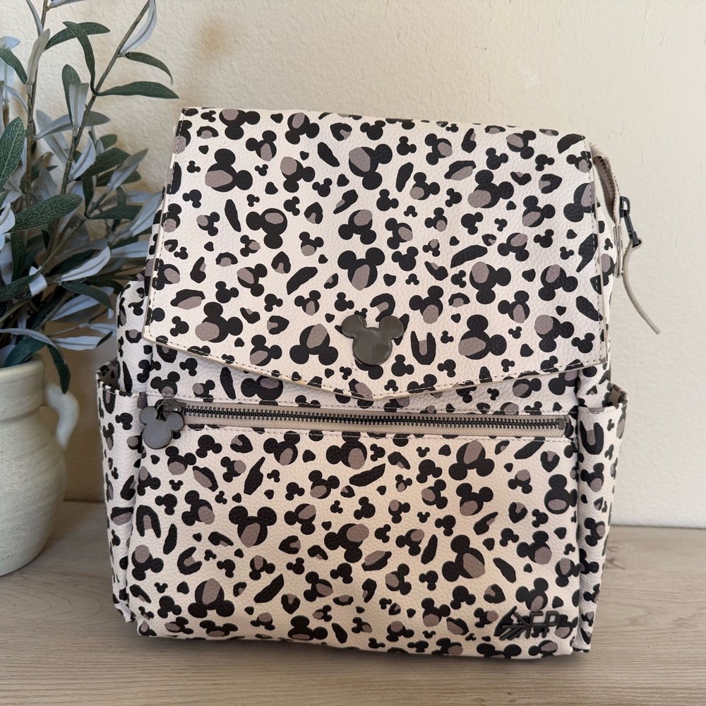 Freshly Picked x Disney Cream and Black Mickey Pattern Backpack